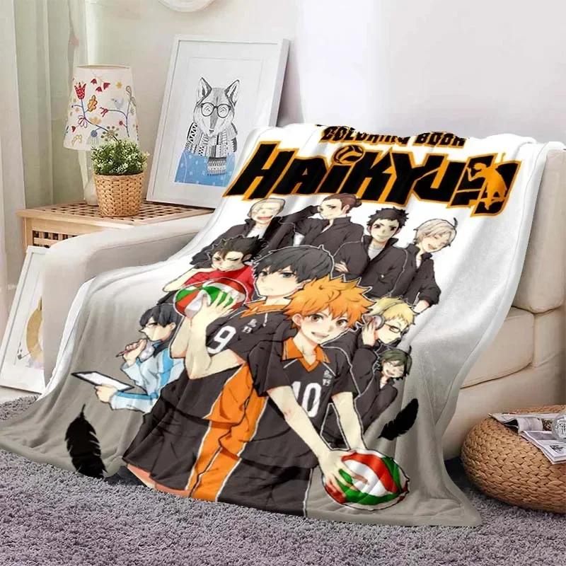 Volleyball Anime Plaid Haikyuu Blankets Coral Fleece Plush Decoration Miya Atsumu Manga Soft Throw Blankets for Bed Travel Quilt