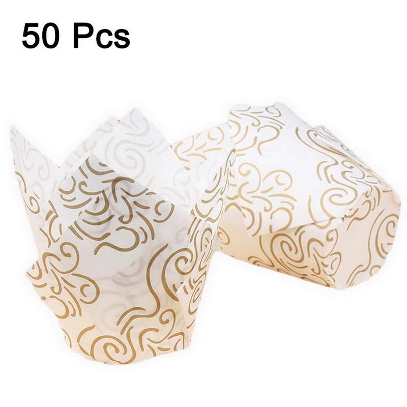 Бумажный формочек для кексов, формочек для выпечки, для свадебных вечеринок, кексов-тюльпанов, бумажных стаканчиков для кексов, маслостойких оберток для тортов