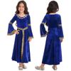Kids Girls Stylish Medieval Princess Long Flare Sleeve Vintage Pattern Dress