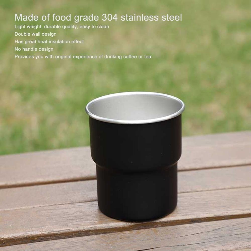 White Double Wall Cup 320ml Capacity Coffee Mug Small Size Stainless Steel Cup Home Use