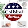2D Flat, 1pc Patriotic “God Bless America” Hanging Sign, Heavy-Duty Aluminum Independence Day Decoration with Navy Blue & Red Stars, 7.87In American