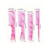 1/4 Pieces Pink Hair Comb Set - Multifunctional Hair Comb, Wide Tooth Comb, Fine Tooth Comb, Mouse Tail Comb And Double Headed Comb