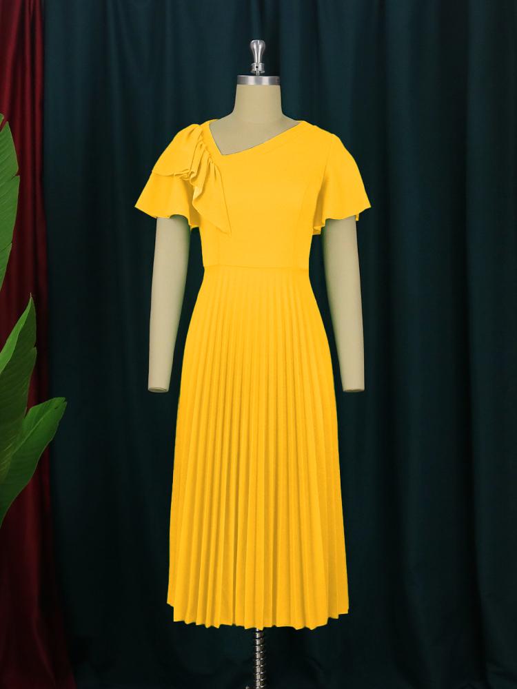 Женское зеленое плиссированное платье-миди с короткими рукавами и оборками, элегантное эластичное трапециевидное платье, весенне-летнее модное платье для вечеринки, дня рождения, халат