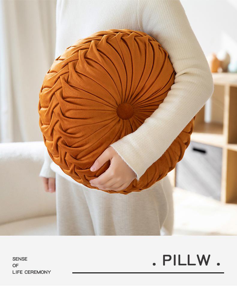 Скандинавская минималистичная круглая кремовая плюшевая вышитая декоративная подушка для дивана