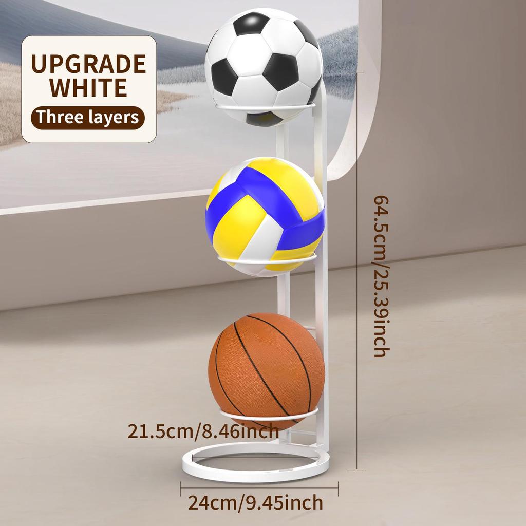 Foldable Floor-Standing Ball Storage Rack for Indoor Sports Equipment