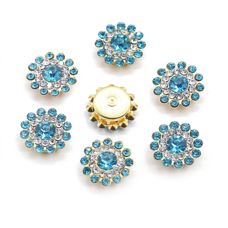 100pcs 14mm Round Plum Blossom Drill Triple Diamond Buckle Multicolor Flower Beads Round DIY Hair Accessories Colorful Double Layer Flower Rhinestones