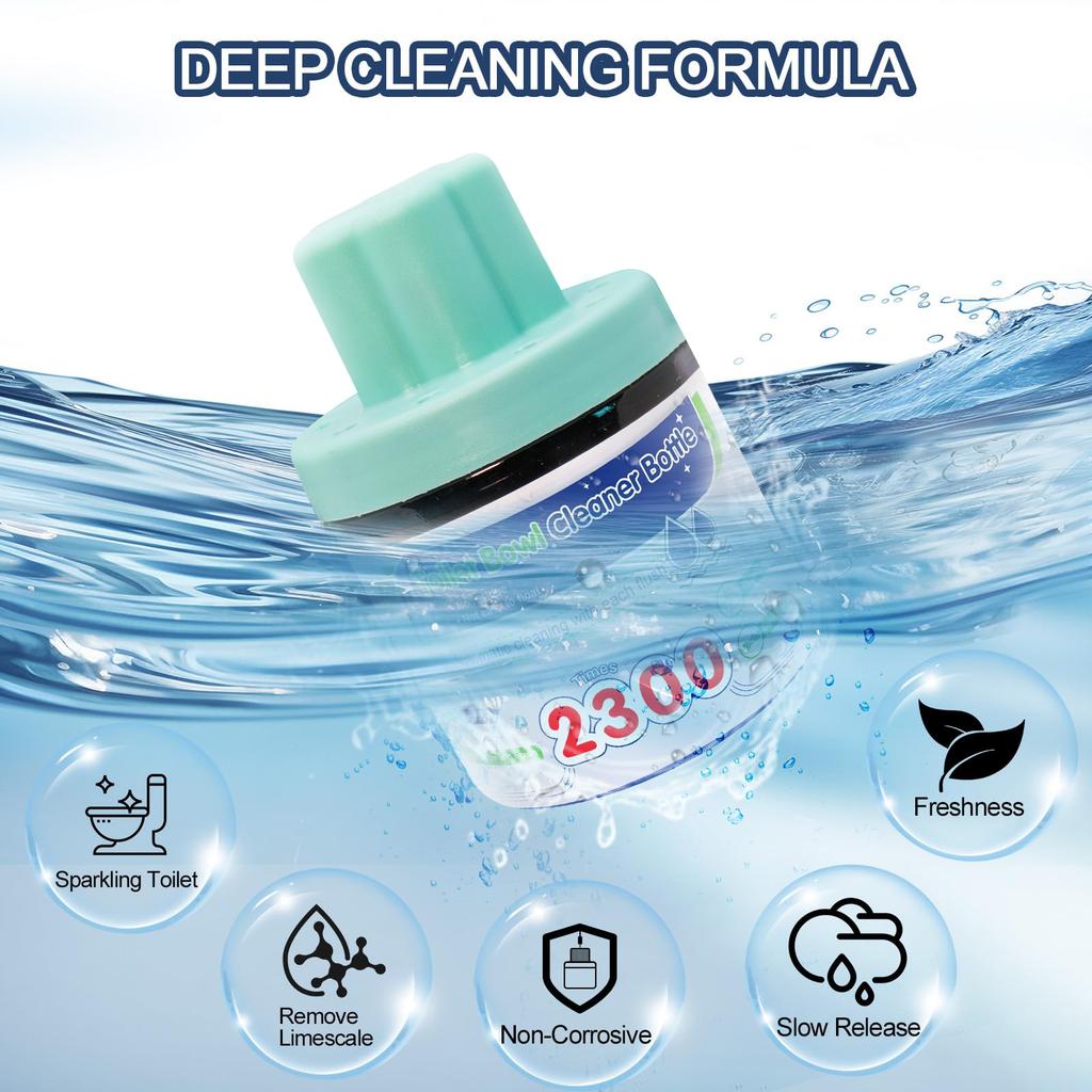 Toilet Bowl Cleaner, Automatic Long-Lasting Blue Toilet Cleaner Bottle, Septic Safe Toilet Bowl Tablets in Bottles, Fresh Bathro