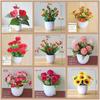 Decorative Small Artificial Potted Flowers Set for Home and Living Room Decor