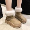 Женские зимние ботильоны на меху, зимняя теплая обувь 2024 года, новые дизайнерские туфли на плоской подошве, ботинки челси на платформе, брендовые короткие плюшевые женские хлопковые ботинки