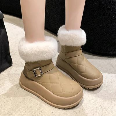 Женские зимние ботильоны на меху, зимняя теплая обувь 2024 года, новые дизайнерские туфли на плоской подошве, ботинки челси на платформе, брендовые короткие плюшевые женские хлопковые ботинки