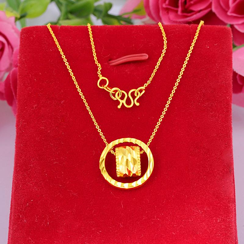 Pure Gold  Warm Smart Cylinder Pendant Necklace for Women Gold | Fine Texture, Soft Luster