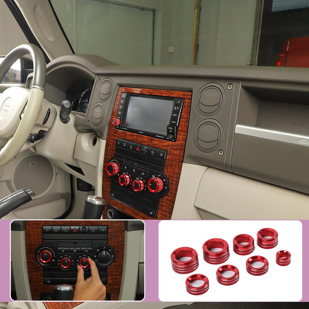 Aluminum Alloy Car Interior Trim For Jeep Grand Commander 2006- 2010 Air Conditioning Switch Knob Decoration Ring Cover