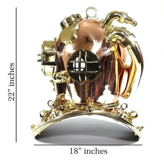 Copper Brass Diving Helmet 55.88 Cm Mark V US Navy Heavy Diving Helmet Gift For Navy Officer, Home, Office Decorative