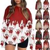 Women's Fashion Casual Long Sleeve Halloween Printed Neck Sweatshirt Top