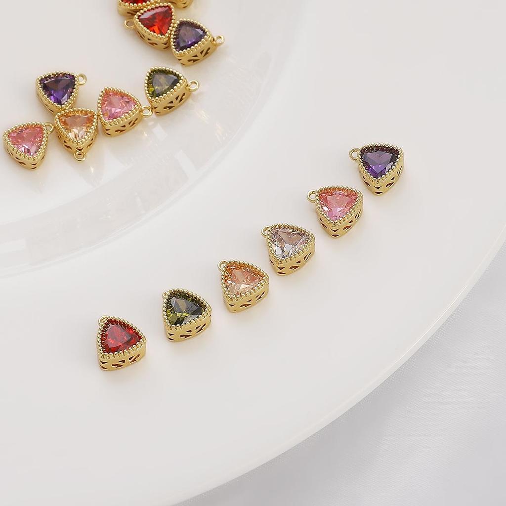 1 шт./упак., инкрустация, треугольный цветной кристалл, кулон ручной работы, браслет «сделай сам», ожерелье, кулон, аксессуары