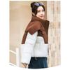 Korean Style Loose Fit Knit Poncho Collar Down Jacket with Color Block for Autumn Winter Women