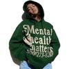 Autumn Winter Street Style Hip Hop Letter Printing Hoodies Women Loose Casual Pullover Hooded Sweatshirt Top