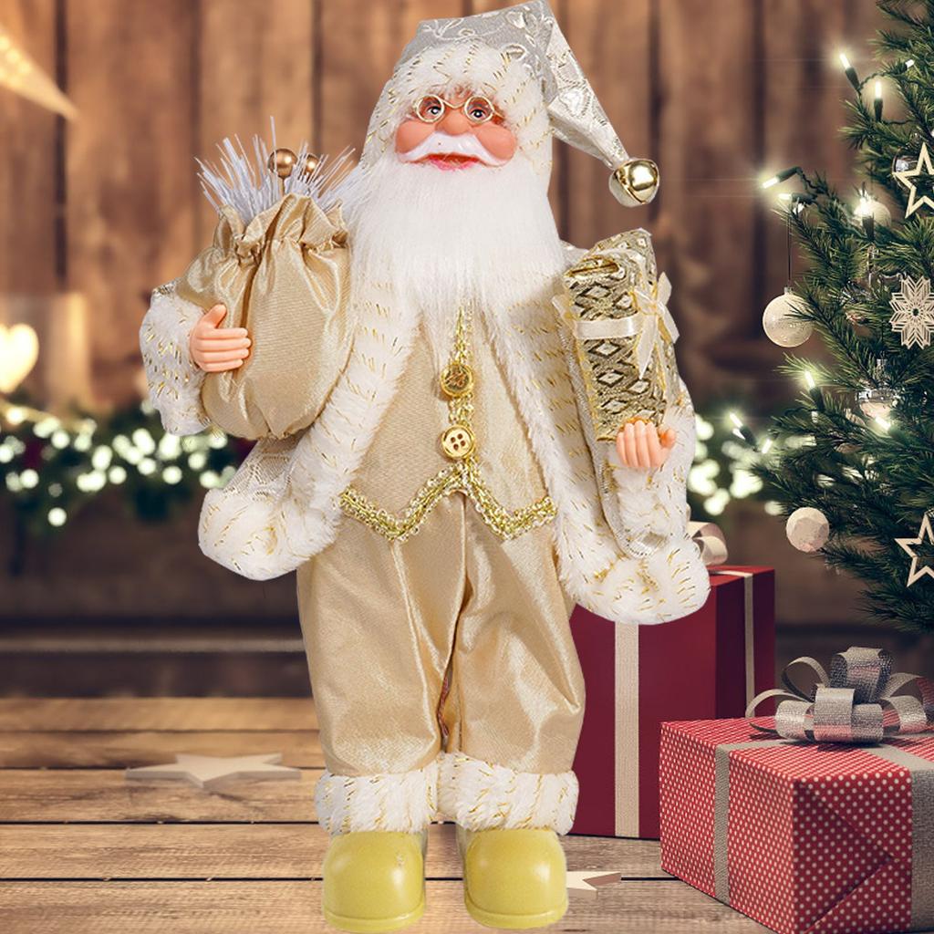 32cm Santa Claus Doll Standing Christmas New Year Party Festival Gift Home Bedroom Ornament Toy Exquisite Red Golden Toy