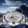 MARK FAIRWHALE Mens Mechanical Watch FW-6062 Series World Time City Scale Hollow Movement Stainless Steel Bracelet Watch For Men