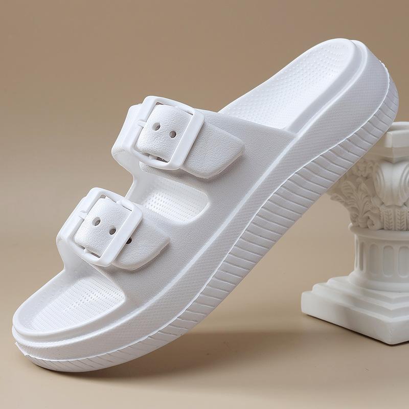 Мягкая подошва Eva Cloud Тапочки Женские летние сандалии с подушками Женские шлепанцы Двойная пряжка Плоский каблук Нескользящие домашние шлепанцы