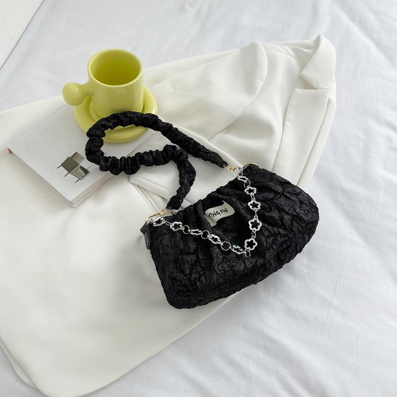 Складчатая сумка-облако с цветком, женская сумка, лето, новая, темпераментная, на цепочке, на плечо, модная, мессенджер, тканевая сумка, сумка