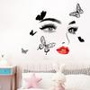 Красота Женское Лицо Наклейка на Стену Декаль Салон Красоты Обои Косметика Макияж Настенная Наклейка Фреска Съемная Салон Декорация