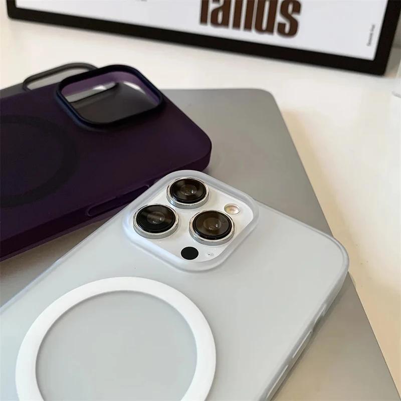 Ультратонкий матовый жесткий магнитный прозрачный чехол из поликарбоната для iPhone 15 14 13 12 Pro Max Plus для Magsafe, противоударный чехол с беспроводной зарядкой