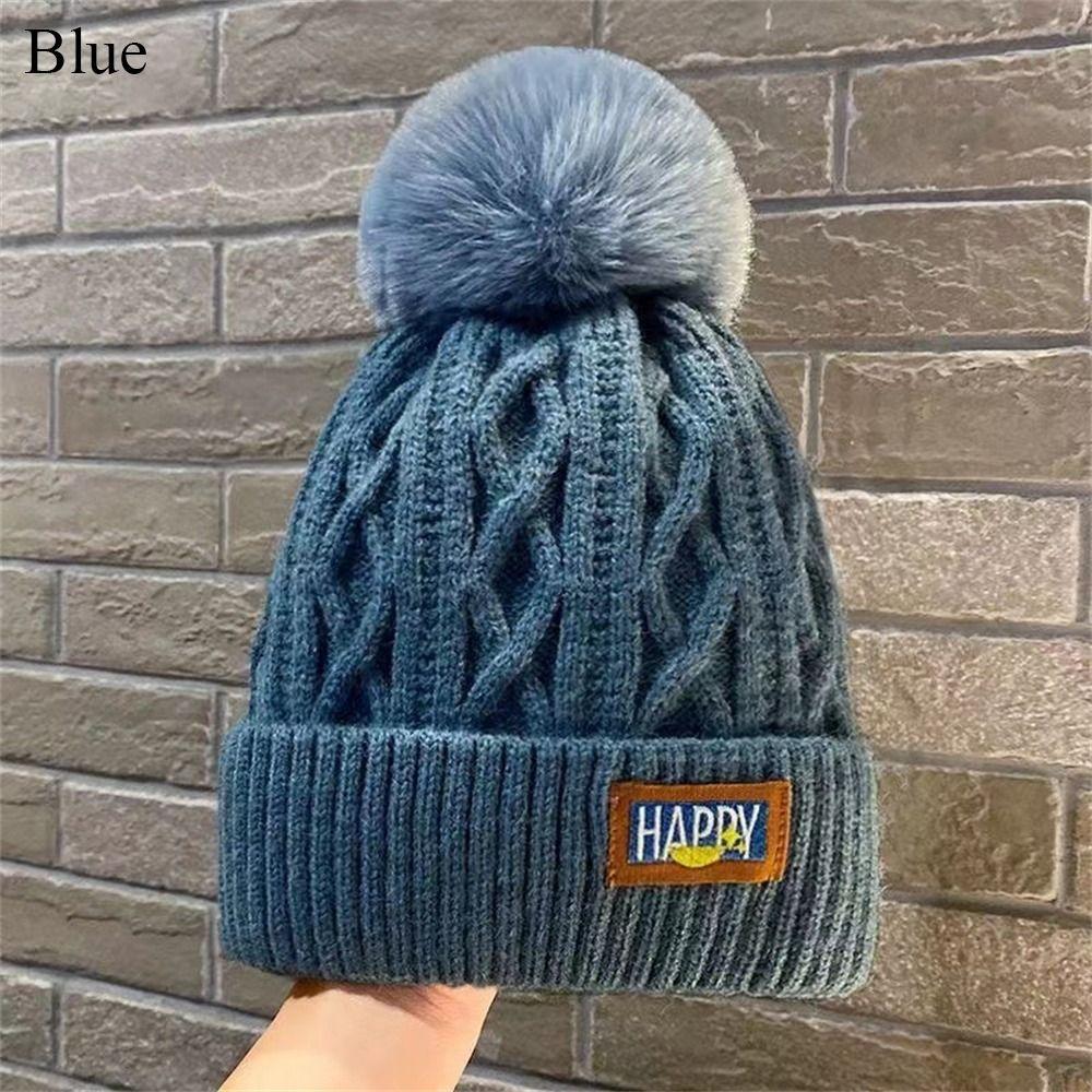 Keep Warm Knitted Cap Thickened Pompoms Hat Fashion Winter Hat  Women