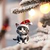 Рождественское украшение в виде кошки 2D акриловая милая кошка подвеска на елку