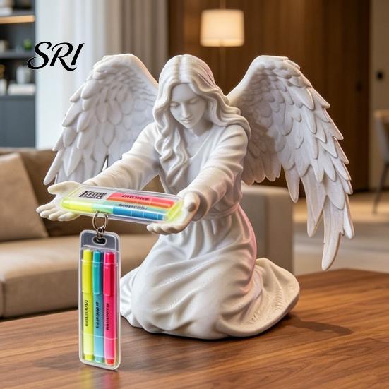 Office Pen Holder Angel for Desk 3D Printed Statue Pencil Display Living Room Decor Stand Decorative Organizer Home Bedroom Desktop