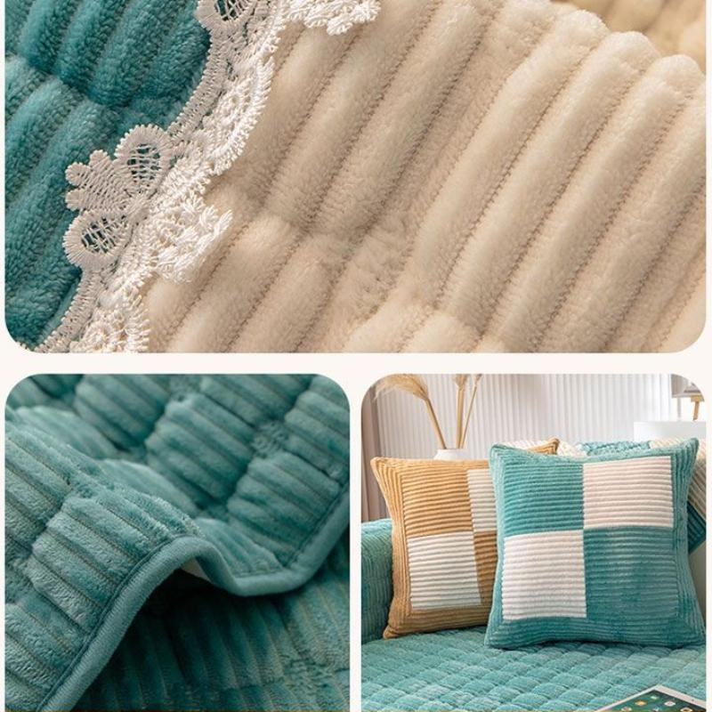 New Autumn and Winter Velvet Sofa Cushion Simple and Non Slip Plush Leather Sofa Cover Modern Corduroy Backrest Towel Cover Fabric