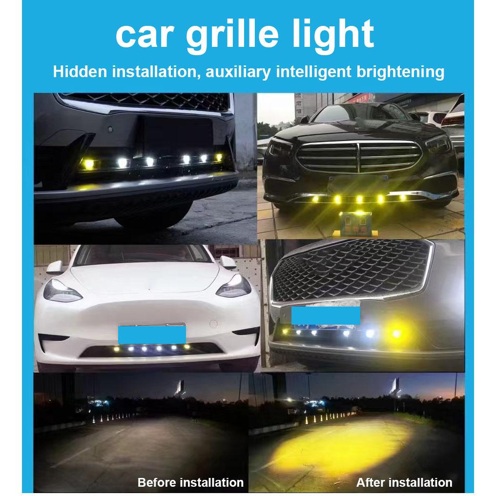 2 шт. мощных автомобильных решеток дневного света янтарного/белого цвета DRL светодиодные автомобильные передние центральные решетчатые фары с вентилятором для внедорожников, багажников, противотуманных фар, универсальные