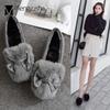Fashion Butterfly-Knot Rabbit Fur Flats Woman Winter Fleeces Moccasins Antiskid Pregnant Shoes Women Soft Bottom Cotton Loafers Female