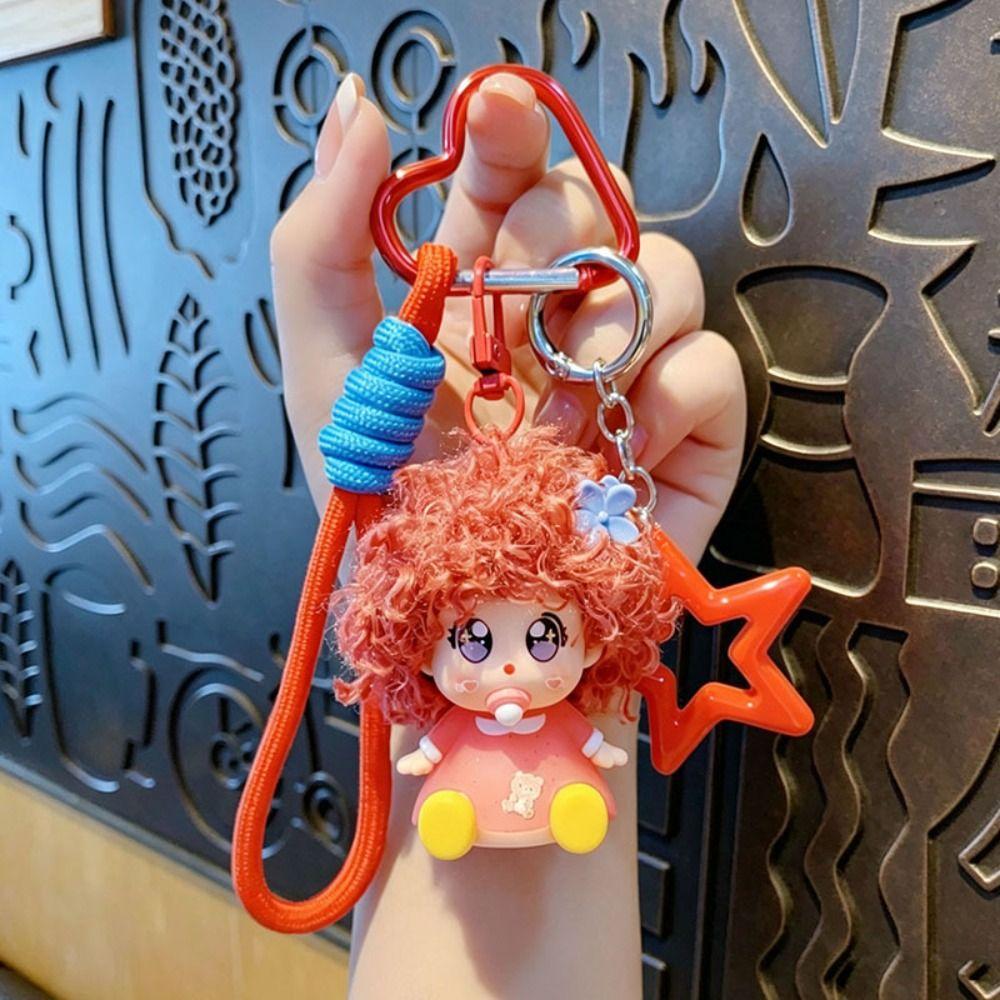with Lanyard Strap Pacifier Doll Keychain Dopamine Cartoon Baby Doll Pendant Cute Key Accessory