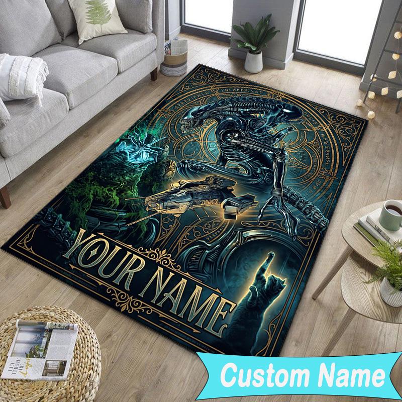 Custom NameAlien Artwork Carpet, Indoor Rug, Chair Rug, Living Rooms, Doormat Made From Polyester Home Decor Birthday Christmas Gifts