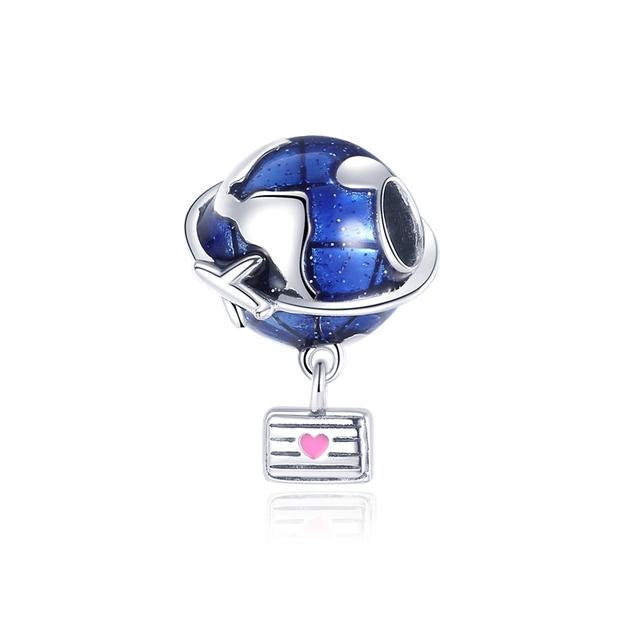 Стерлингового серебра 925 пробы Чемодан Сумка для покупок Чемодан Любовь Путешествия Сладкие бусины подходят Подвески Браслет Ювелирные изделия для женщин