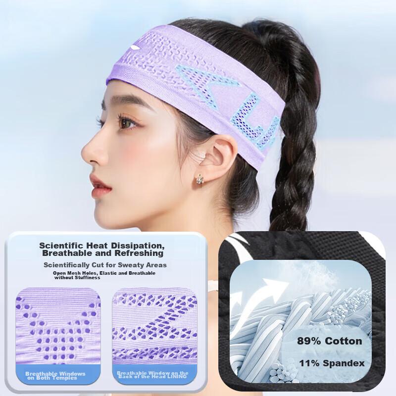Li-Ning Sports Headband for Women, Sweat-Absorbing Forehead Band for Men, Running Sweat-Guiding Band, Antiperspirant Headband, Hair Tie, Head Wrap
