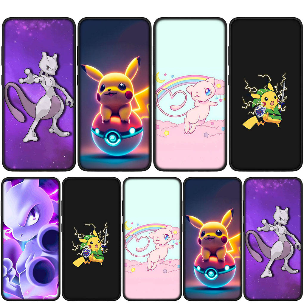 Чехол для iPhone 16 15 Xiaomi Redmi Note 14 13 12 11 Pro Max X 8 16e Samsung Galaxy S25 S24 S23 Moto OPPO Huawei Mew Mewtwo Pokemon Pikachu Чехол для телефона