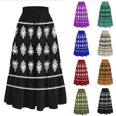 Женская повседневная и модная принтованная эластичная талия свободная юбка талия свободная юбка