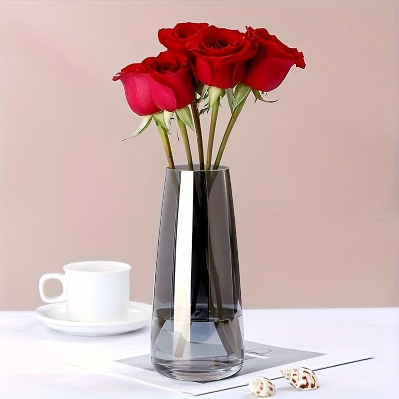 Современная стеклянная ваза кристально чистая прозрачная гидропонная вставка ваза для домашнего офиса гостиная декор аксессуары (Кристально-серый)