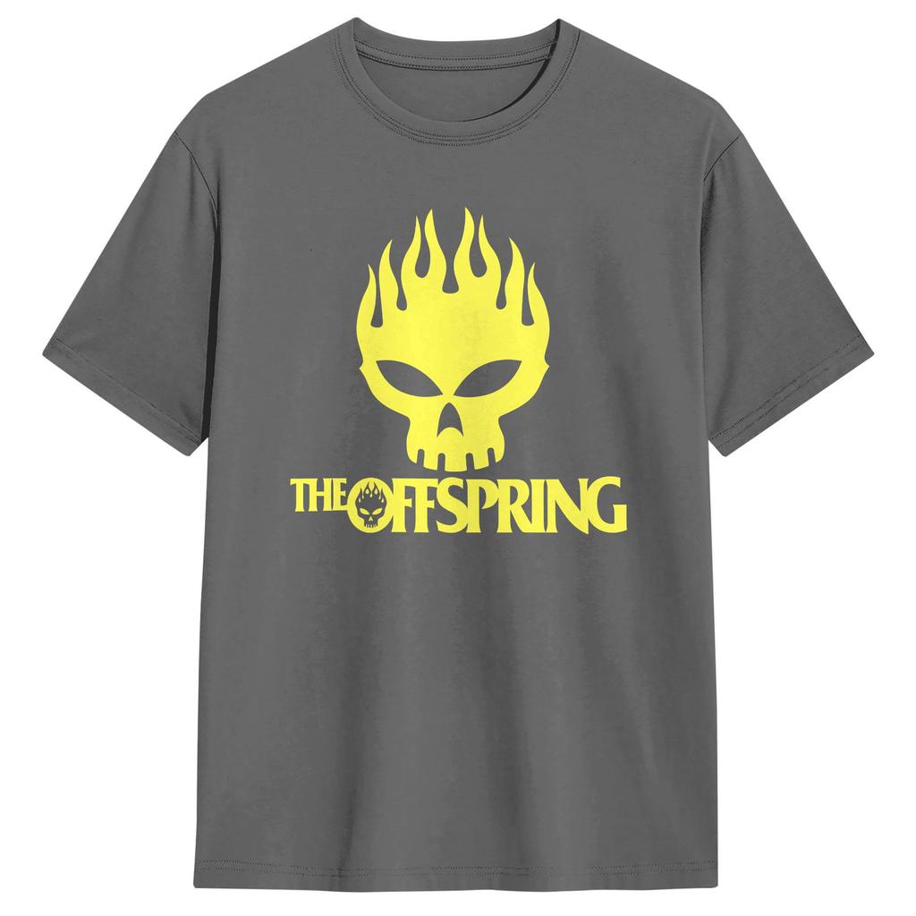 Мужская футболка с логотипом группы The Offspring Хлопковая одежда Модная футболка с коротким рукавом и круглым вырезом Идея для подарка Футболка