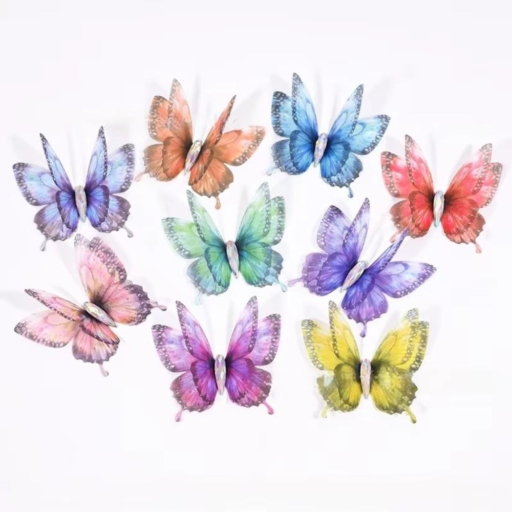 50Pcs 3D Chiffon Tulle Butterfly Patches Simulation Mesh Butterfly Patch Bridal Hair Accessories