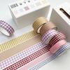 6Rolls/box Kawaii 6 Colors Plaid Washi Tape Colorful DIY Handbook Gift Decoration Material in A Box 5 Meters in A Roll