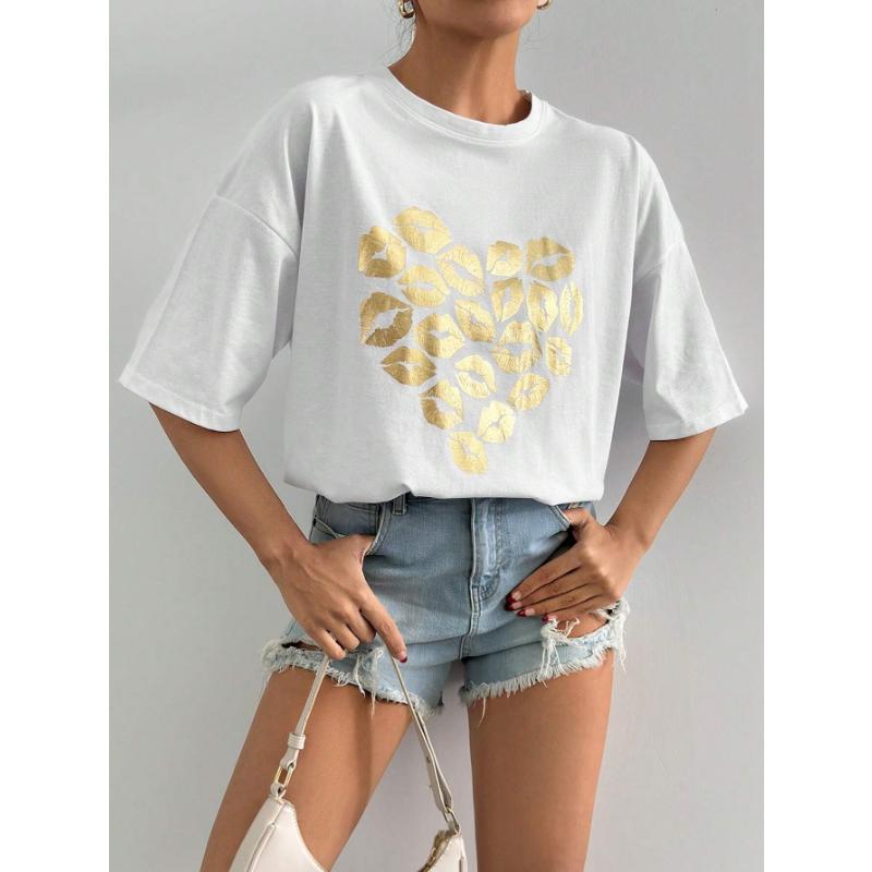 Футболка свободного покроя с круглым вырезом и принтом Heart To Heart