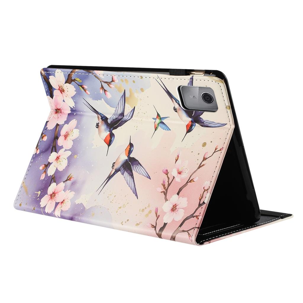 For Lenovo Tab M11 Tablet Case Litchi Texture Pattern Printing Leather Cover Auto Sleep/Wake with Card Holder