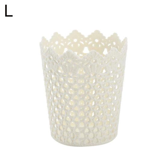 Plastic Hollow Flower Cylinder Pen Pencil Brush Holder Storage Desktop Organizer