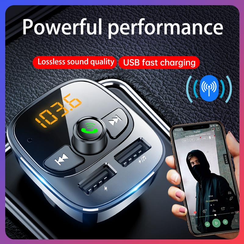 Автомобильный MP3-плеер Bluetooth 5.4 FM-передатчик Автомобильное зарядное устройство Адаптер Dual USB Поддержка TF-карт и U-дисков Громкая связь