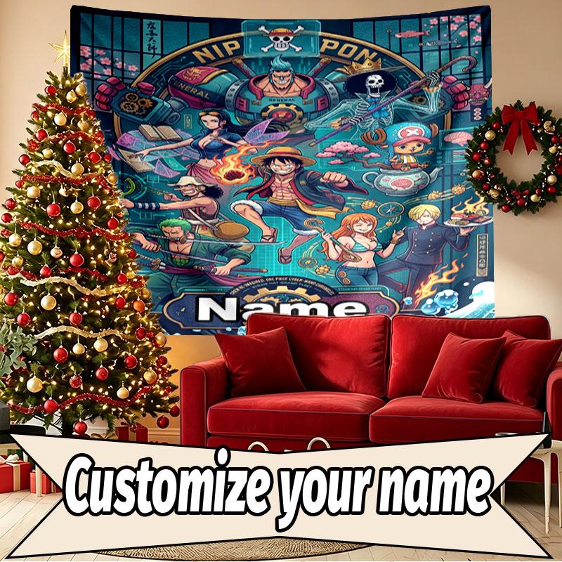 Custom Name Personalized ONE PIECE Print Tapestry, Wall Art Decor, Bedroom, Dorm, Apartment, LivingRoom, Party Backdrop, Gift for Birthday