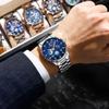 POEDAGAR Брендовые модные кварцевые часы Starry Sky Chronograph с ремешком из нержавеющей стали и кожи, водонепроницаемые, с подсветкой, мужские часы