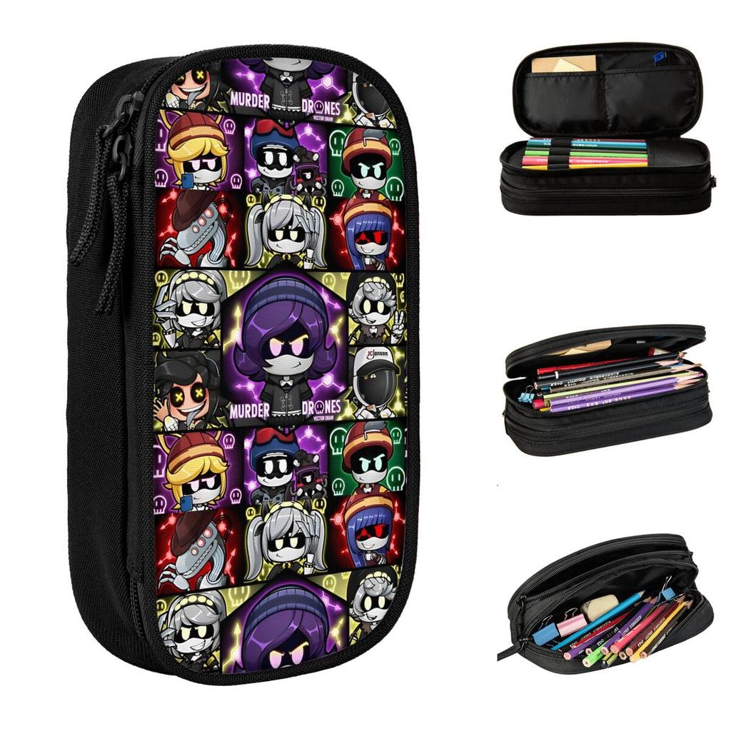 Cartoon Murder Drones Anime Pencil Cases Pencilcases Pen Holder Kids Large Storage Bag School Supplies Cosmetic Stationery